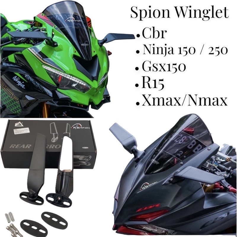 Spion Winglet Stealth Full Cnc Spion Zx 250 Universal Ninja, R15, R25, Cbr, Gsx, Xmax, Nmax Dan Motor Lain Nya