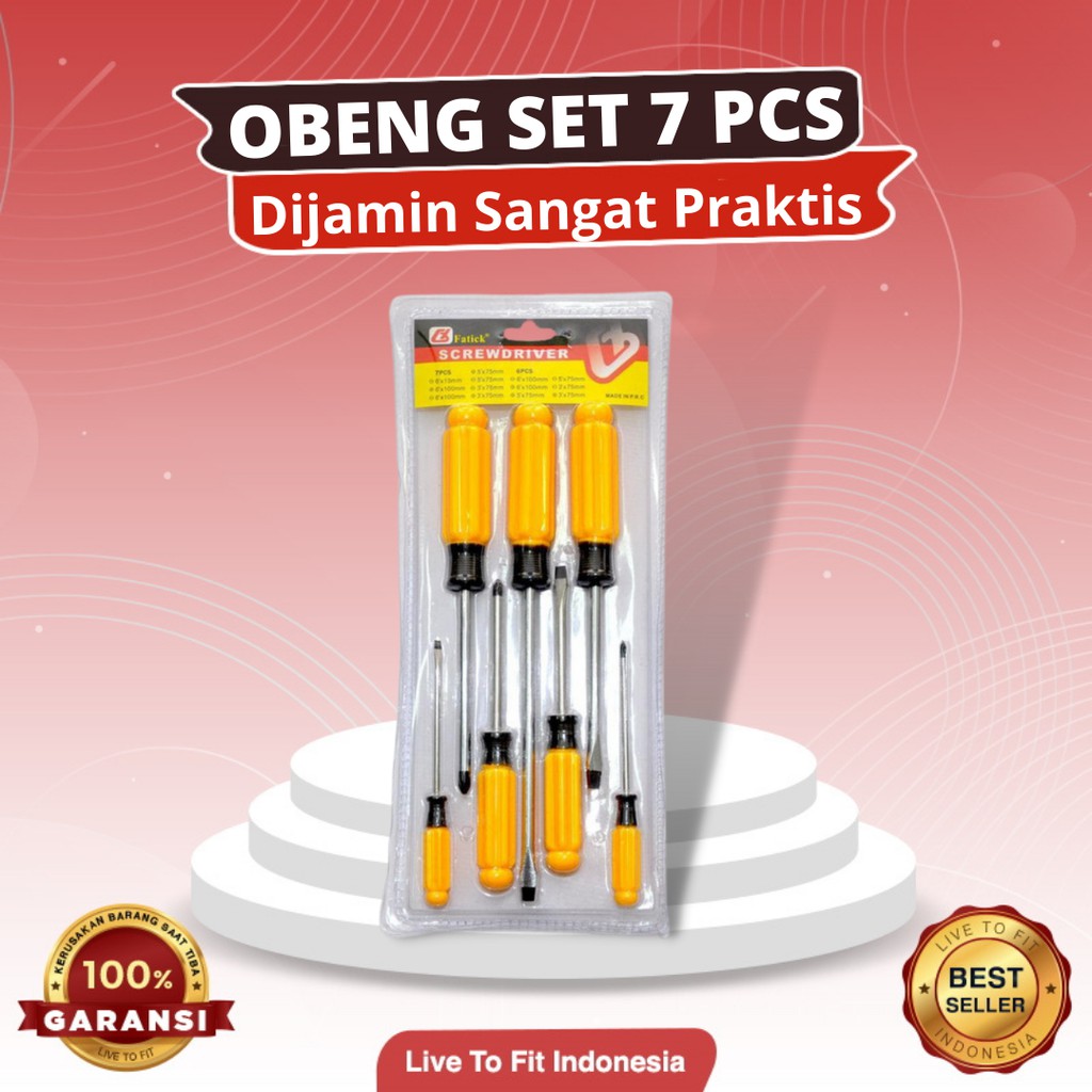 Obeng Satu Set Kunci Obeng Motor Min Plus Mata Obeng Magnet Bolak Balik Fatick 7pcs