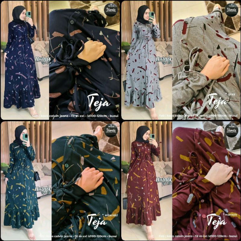 BAJU GAMIS CANTIK BEST SELLER WANITA MUSLIMAH SYARI TERBARU MURAH ORI 2020 TEJA BY UWAIS
