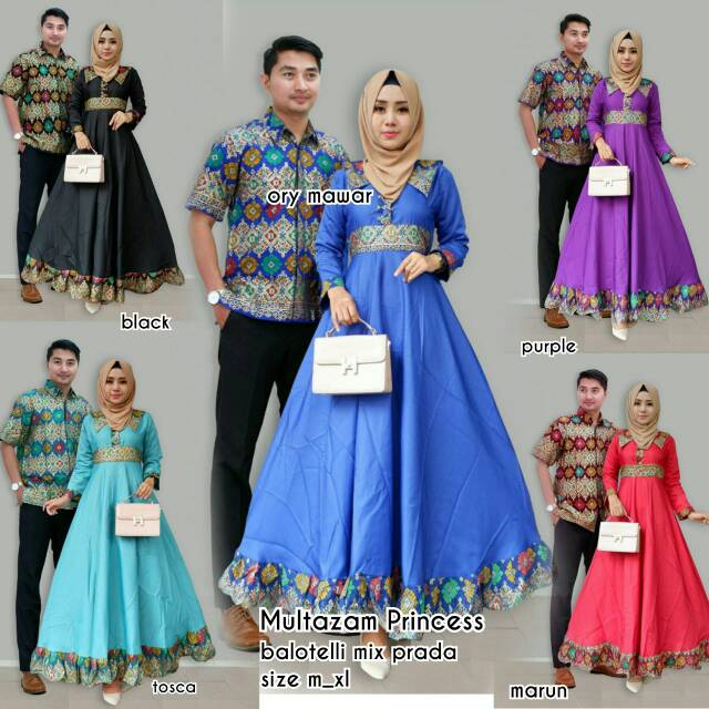 Batik Couple Multazam Princess Baju Pasangan Gamis Muslim 