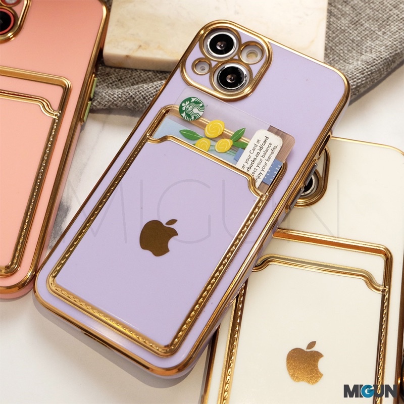 (2) 6D Card Slot Golden Chromic Case for iPhone 13 MINI 13 13PRO 13PROMAX 7 8 SE2020 7plus 8plus X XS XR XSMAX 11 11PRO 11PROMAX 12 13MINI PRO PROMAX