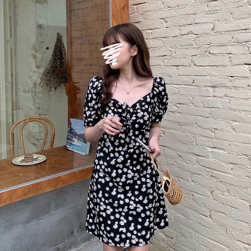 Dress Korea Daisy / Baju Dress Fashion Motif Bunga