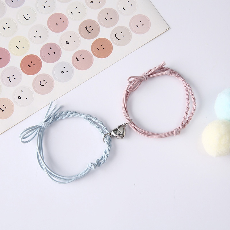 Korea Hadiah Persahabatan Gelang Pasangan Magnetik Sepotong Ganda Berbentuk Hati