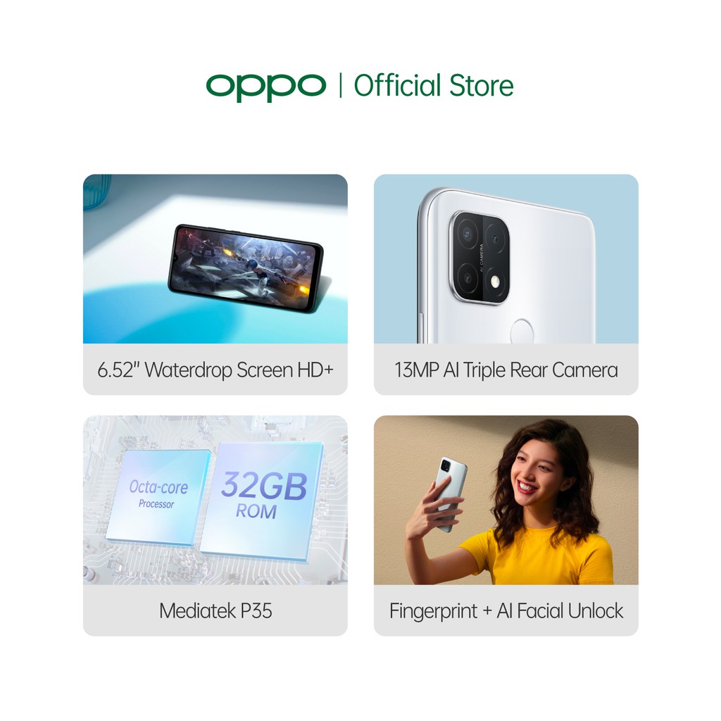 OPPO A15 2GB/32GB [4230 mAh, Mediatek P35, Fingerprint + AI Facial Unlock, Waterdrop Screen HD+]-1