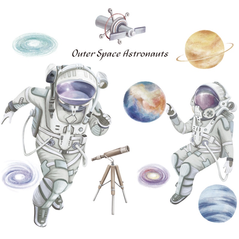 Astronaut in Space Removable PVC Wall Art Sticker for Kid Room Decoration