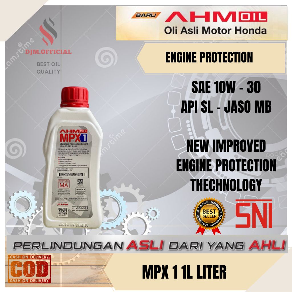 OIL AHM OLI MPX 1 1000 ML OLI HONDA MPX 1 1L SAE 10W-30 SL JASO MA ORIGINAL