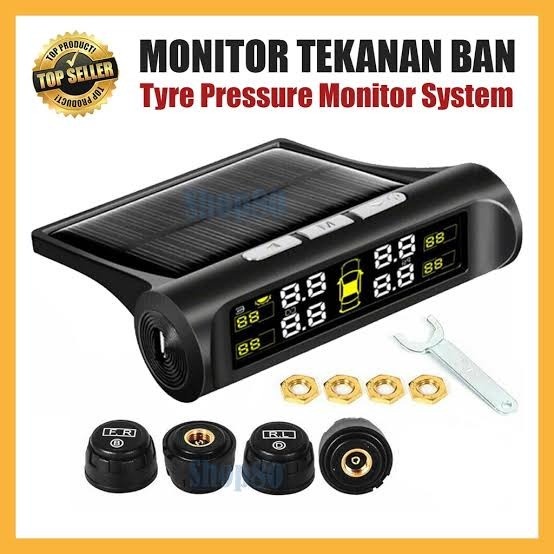 Monitor Tekanan Angin Ban Mobil Wireless TPMS Solar Power