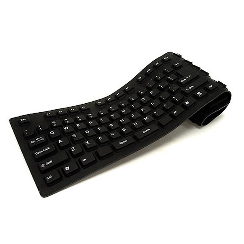 Flexibel Keyboard USB Keyboard Fleksibel Anti Air-hitam