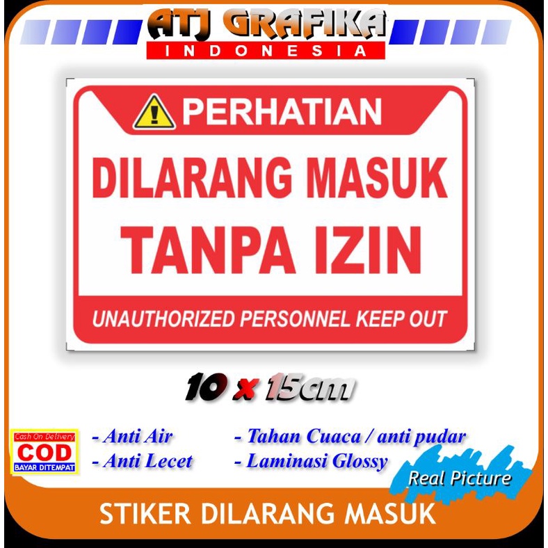 Jual Stiker Dilarang Masuk Tanpa Izin Sticker Ruang Khusus Karyawan