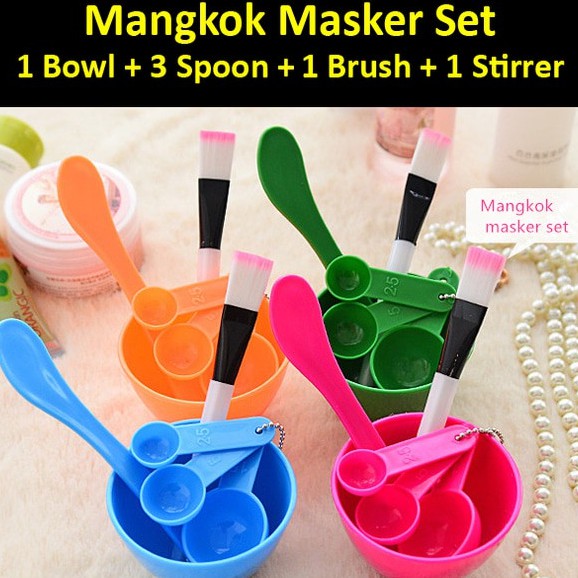 MANGKOK MASKER / MANGKUK MASKER SET / MANGKOK PLASTIK ( Kuas Masker + Mangkuk + Spatula + Sendok )