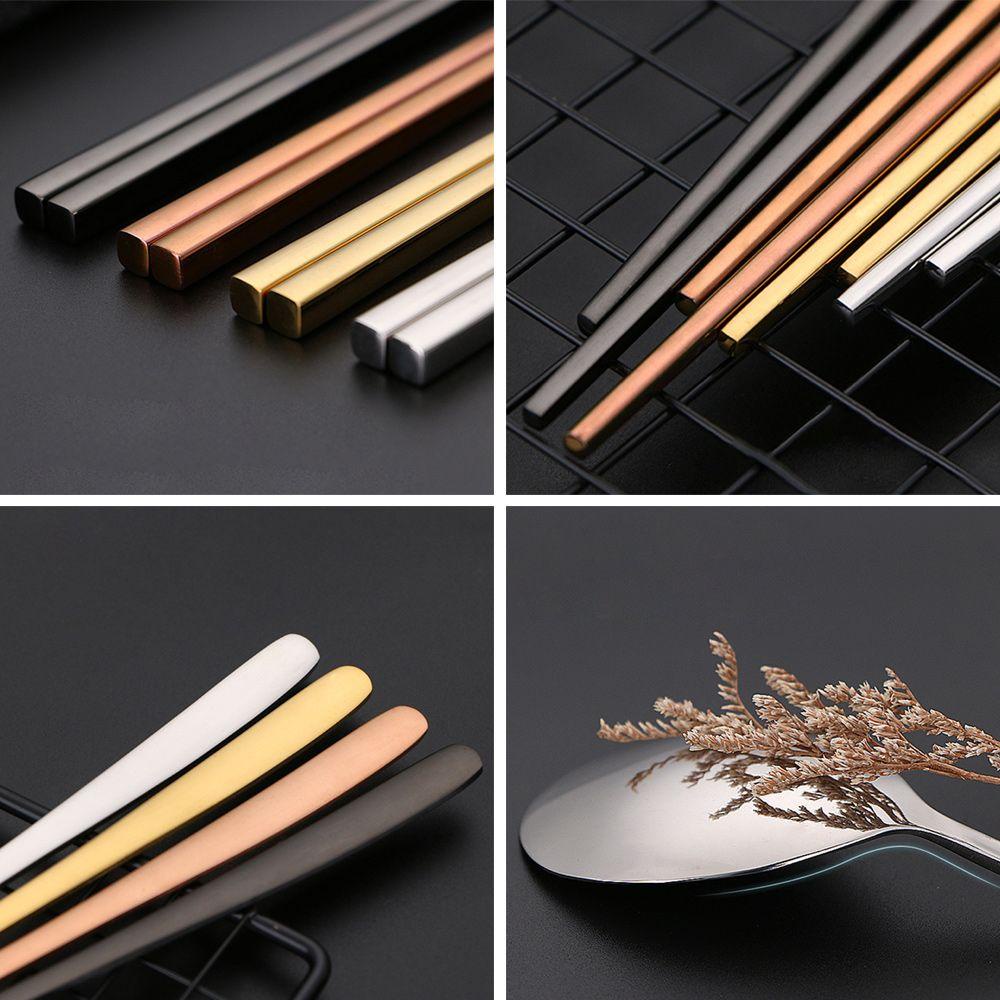 Top Set Alat Makan Gaya Korea Gagang Panjang Dessert Sendok Makan Siang Makanan Sumpit Spoon Set