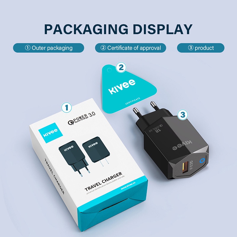 KIVEE charger oppo samsung xiaomi kepala charger fast charging 18w 22.5w Quick 3.0 original Wall Charger 3.1A 1 tahun garansi-8