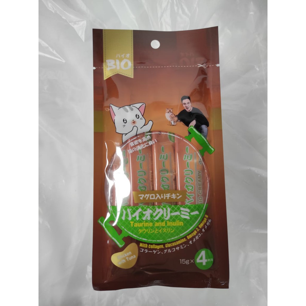 BIO Creamy SNACK KUCING 1 Pack isi 4x15Gr