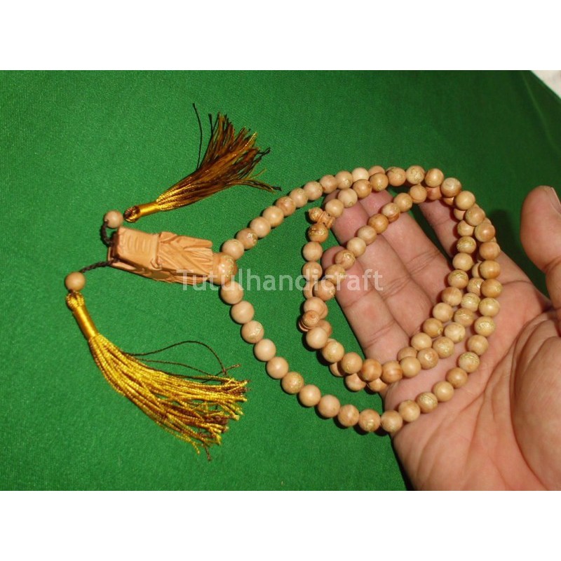 Tasbih kayu cendana merah model kepala naga 99 biji 7 mm