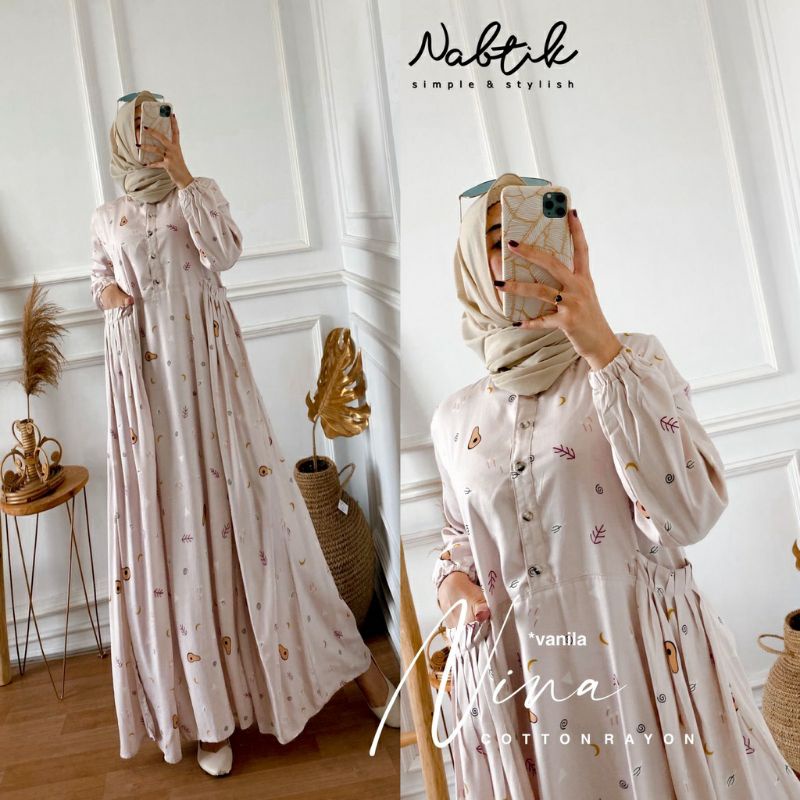 update || NINA DRESS NABTIK ORI gamis muslimah rayon premium motif