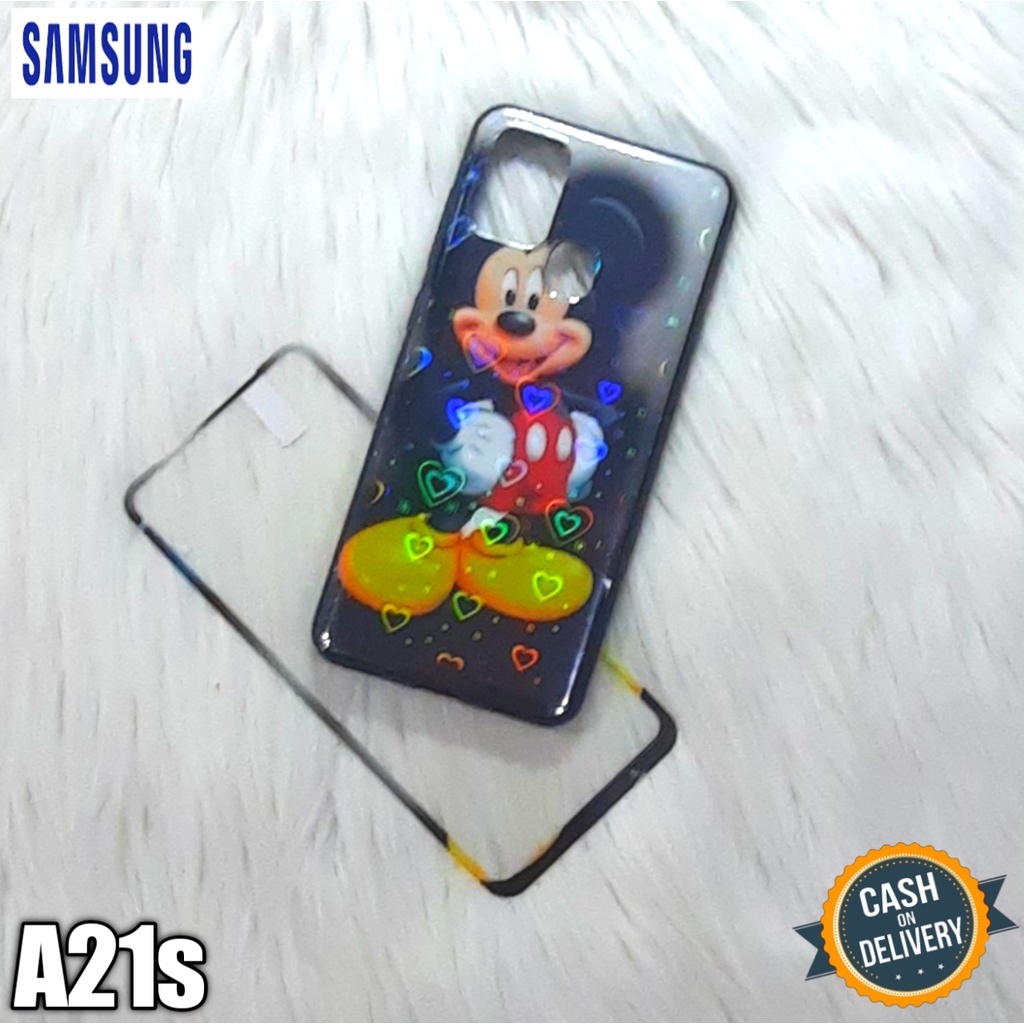 Casing Hp Samsung A21s Case Hp Silikon Hp + Tempered Glass Pelindung Hp Motif Lucu Dan Unik