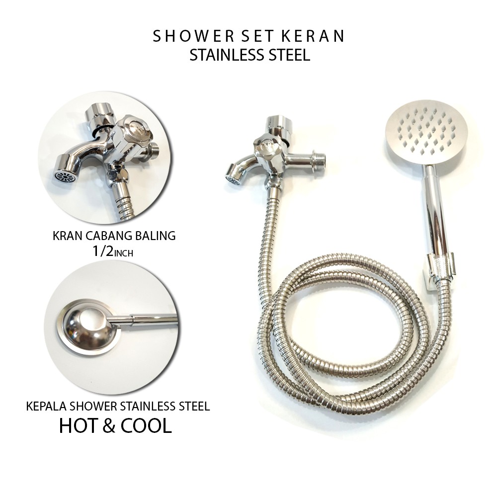 Shower SET Kran cabang shower Kamar Mandi GRATIS VLOKRING Pipa 1/2 inch Untuk 3/4 Inch