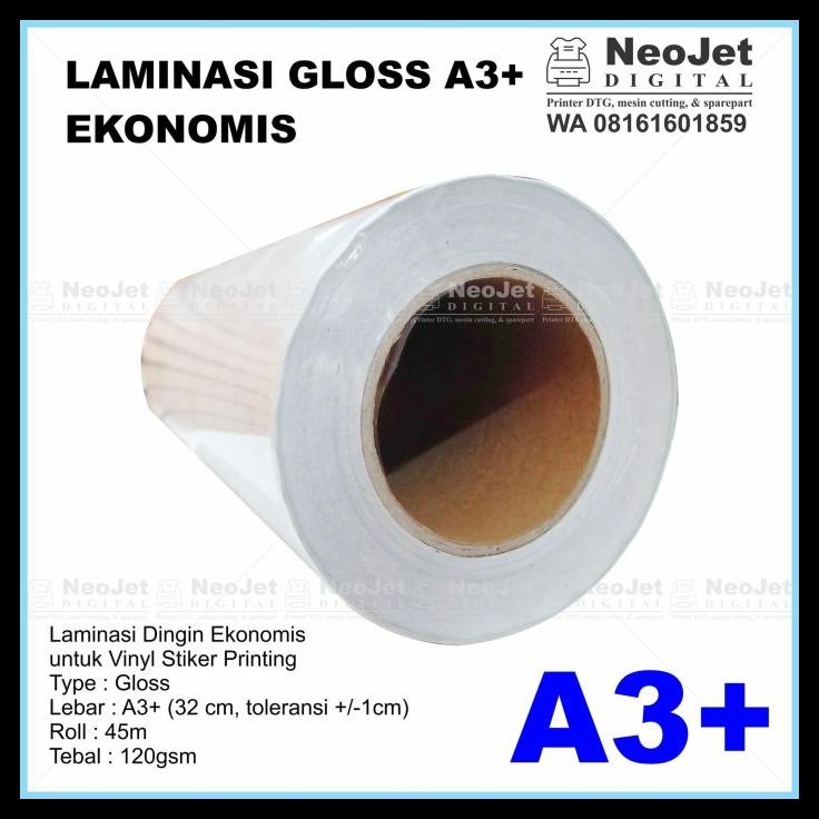 

Paket Sticker Stiker Vinyl Inkjet White Glossy + Laminasi Glossy A3+