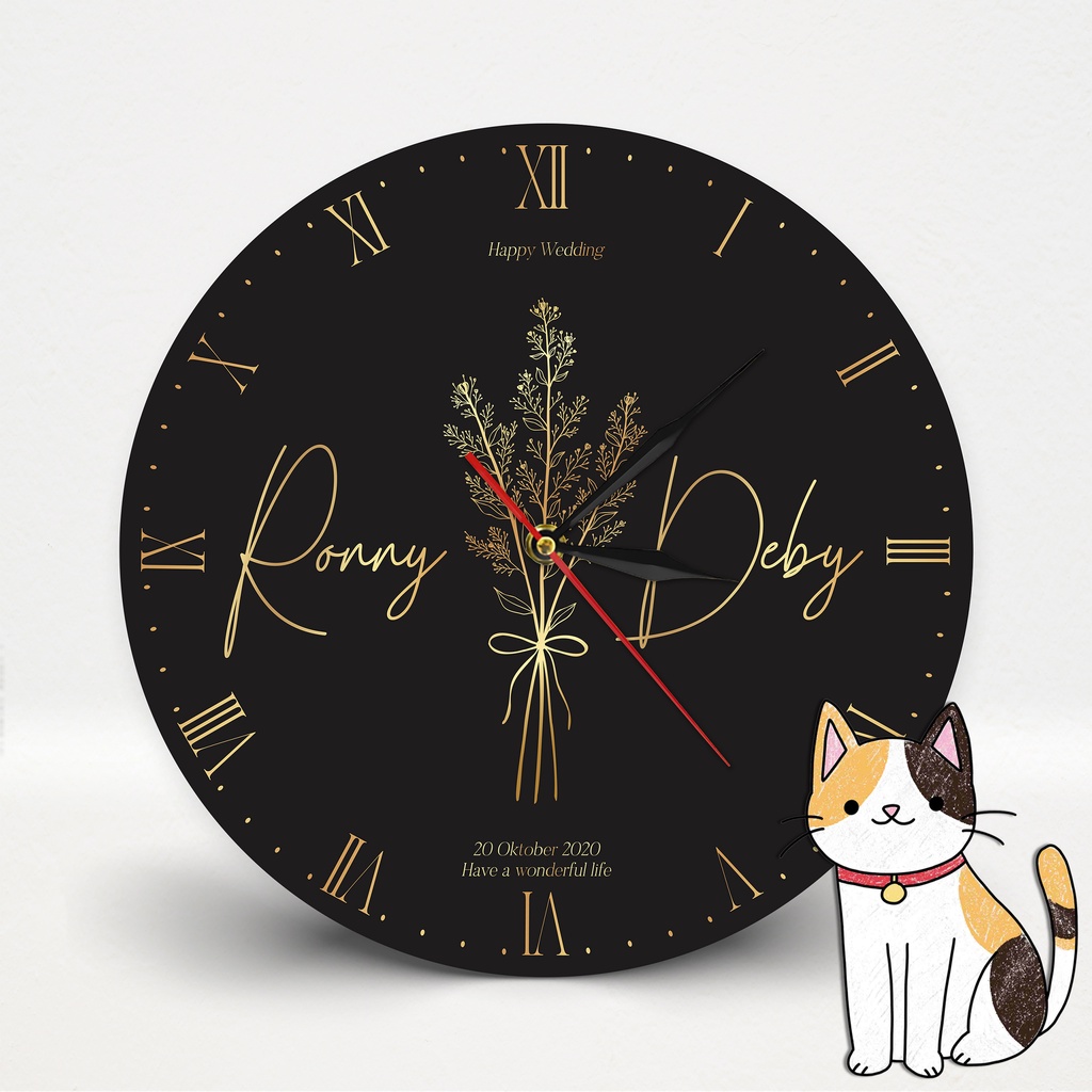 [NSTB] Jam dinding kayu unik custom nama hadiah pernikahan kado wedding goovi ink-1