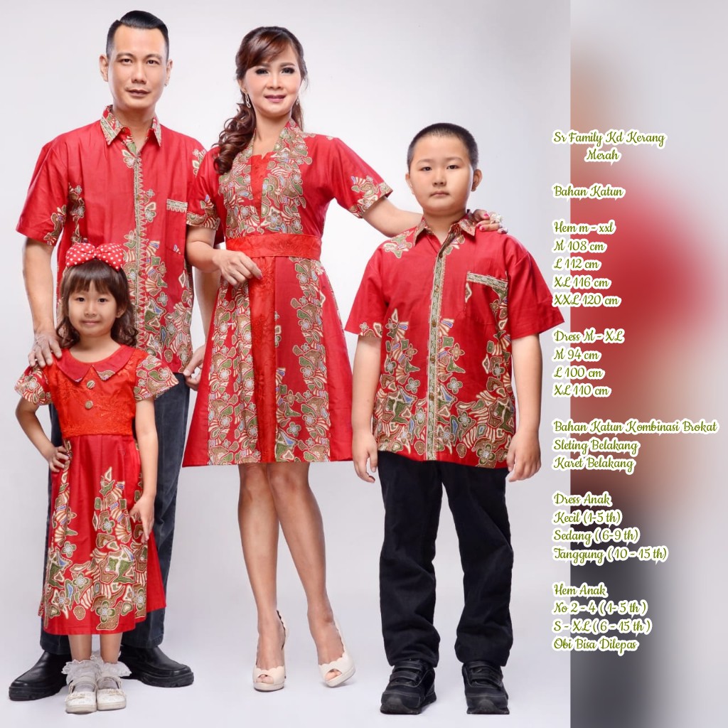 Batik Nusantara Couple Family Dress Krisdayanti (KD) Kerang Merah / batik keluarga / OOTD kondangan