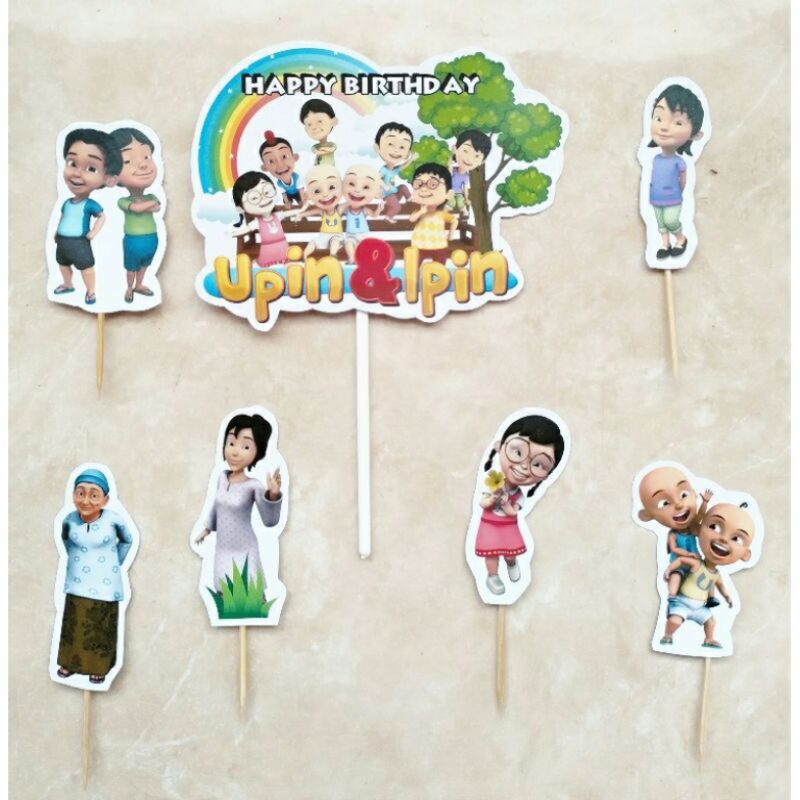 topper hiasan kue untuk ulang tahun & cake karakter Upin & Ipin