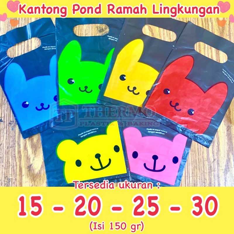 Jual Kantong Plastik Olshop Pond Oval Motif Teddy Bear Shopping Bag