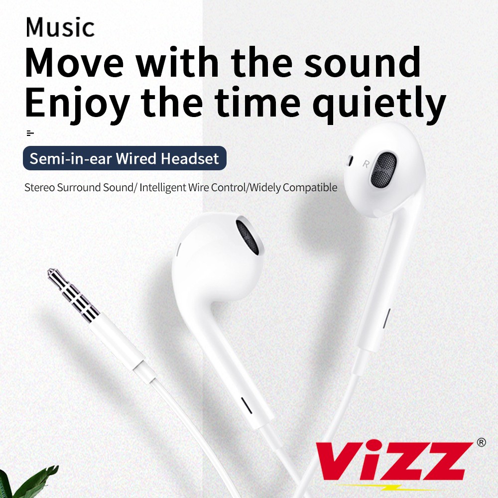 VIZZ Earphone VZ-E02 Stereo Headset Murah With Microphone