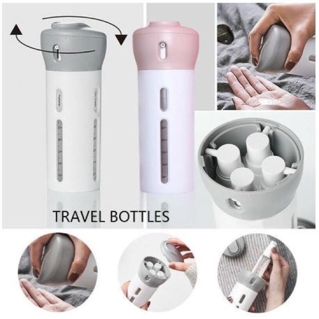 TRAVEL BOTTLE 4in1 i846 NEW 4 IN 1 TRAVEL TOILETRIES KIT MODEL BARU