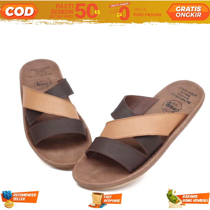 Sandal Casual Pria Kulit Asli Model Birken Stock Original Distro - Sendal Ori Kulit Cowok Dewasa Imp