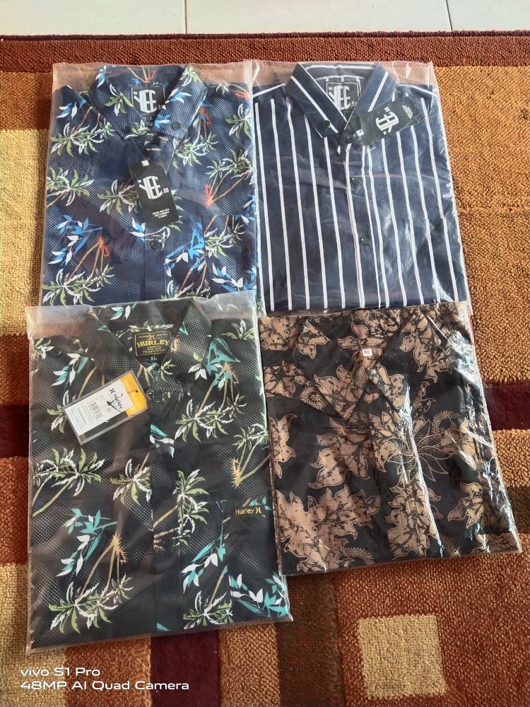 022 Zahira Batik Hrb026 Kenongo Hem Kemeja Batik Pria Lengan Pendek  Katun Primis Halus M L Xl