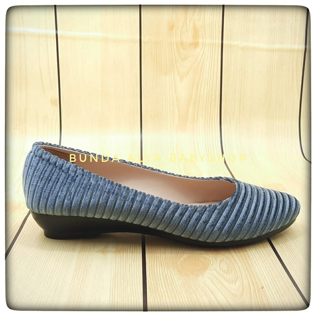 Sepatu Wanita Flatshoes Premium CABARET Size 37 -  40 ABU SALUR - Sepatu Kerja Casual Bahan Bludru