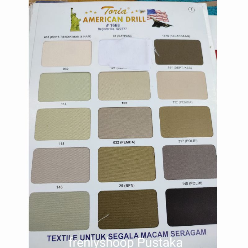 Kain  Bahan seragam drill American Toria /Bahan seragam drill american(hrg 0.5m)