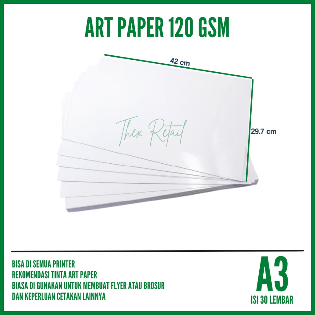 

Kertas Art Paper A3 120 gsm isi 30 lembar / Kertas Art Paper 120 gsm A3