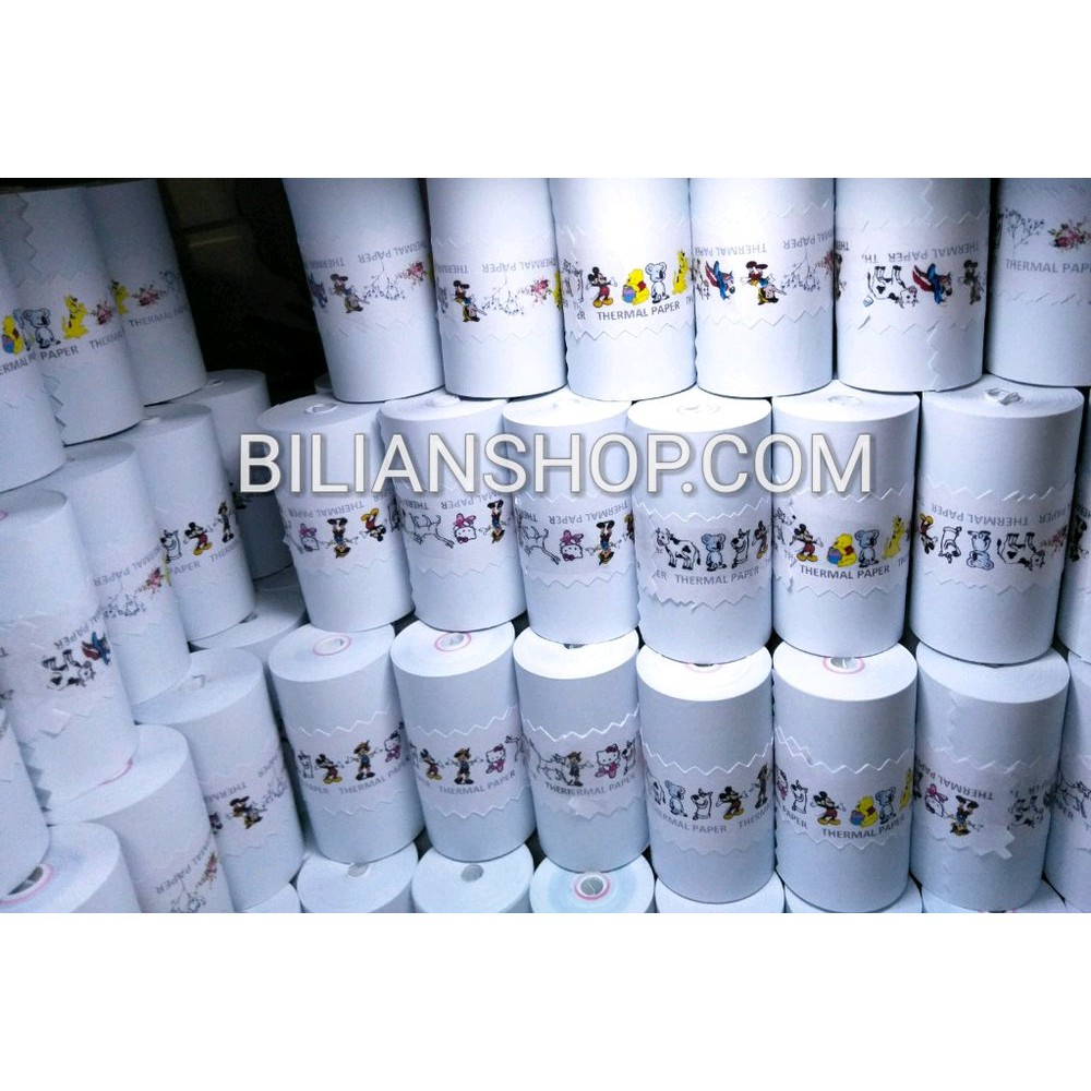 

Kertas thermal 57x30 58x30 mm coreless edc struk kasir hasil cetak warna BIRU 10 roll untuk printer