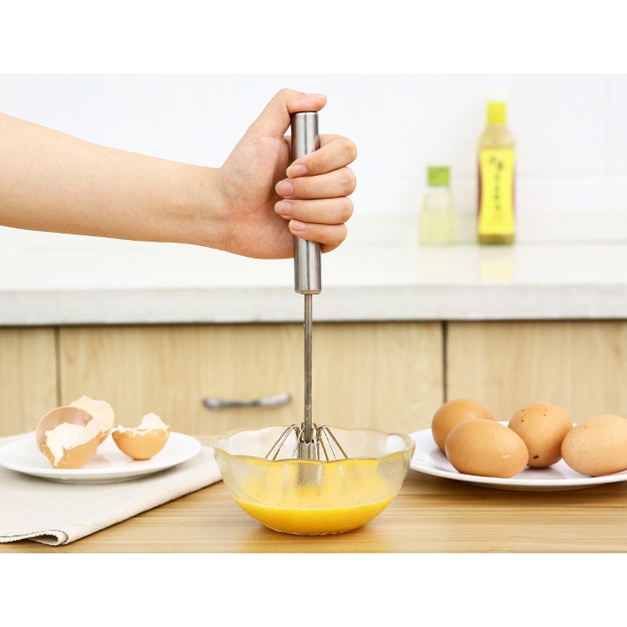 Tangan Push Gaya DIY Rotating Telur Kocokan Baking Mengalahkan Krim Blender Stainless Steel Semi Otomatis Pengocok Telur