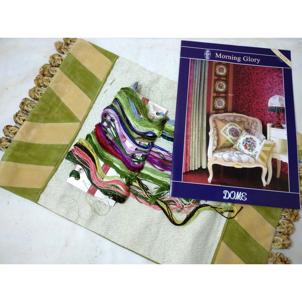 Paket Sulam Kristik Sarung Bantal DOME 51218R Bunga Flower Morning Glory