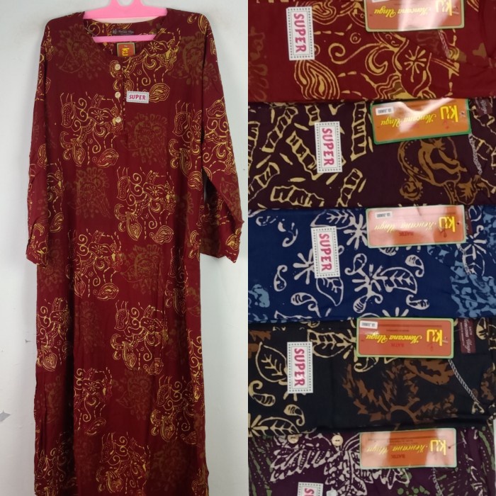 Daster Kencana Ungu Lengan Panjang Jumbo Label Coklat