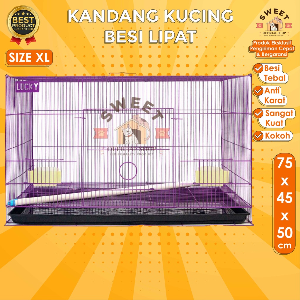KANDANG BESI LIPAT SIZE XL 75x50x45 IMPORT HIGH QUALITY- BEST PET CAGE - KELINCI SUGAR GLIDER-6