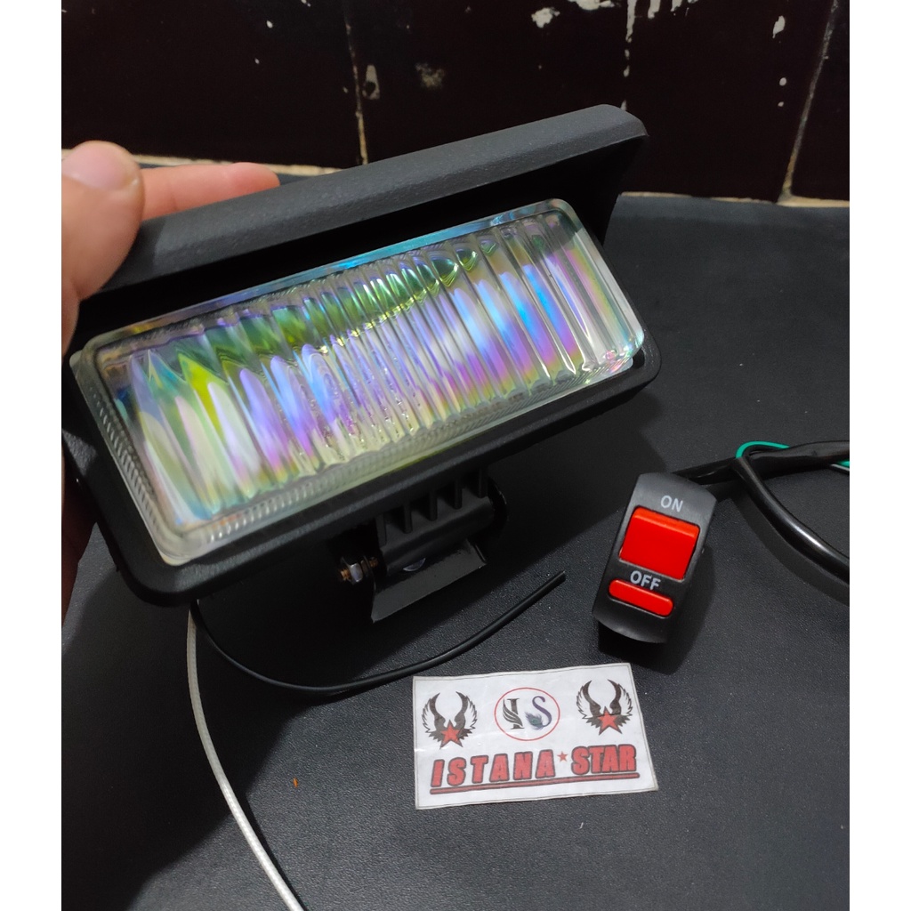 2 PCS LAMPU HALOGEN SOROT TEMBAK TOPI + TUTUP+SAKLAR STANG