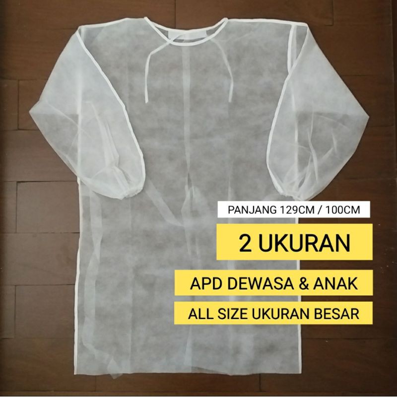 APD baju pelindung medis surgical gown disposable panjang besar sekali pakai murah