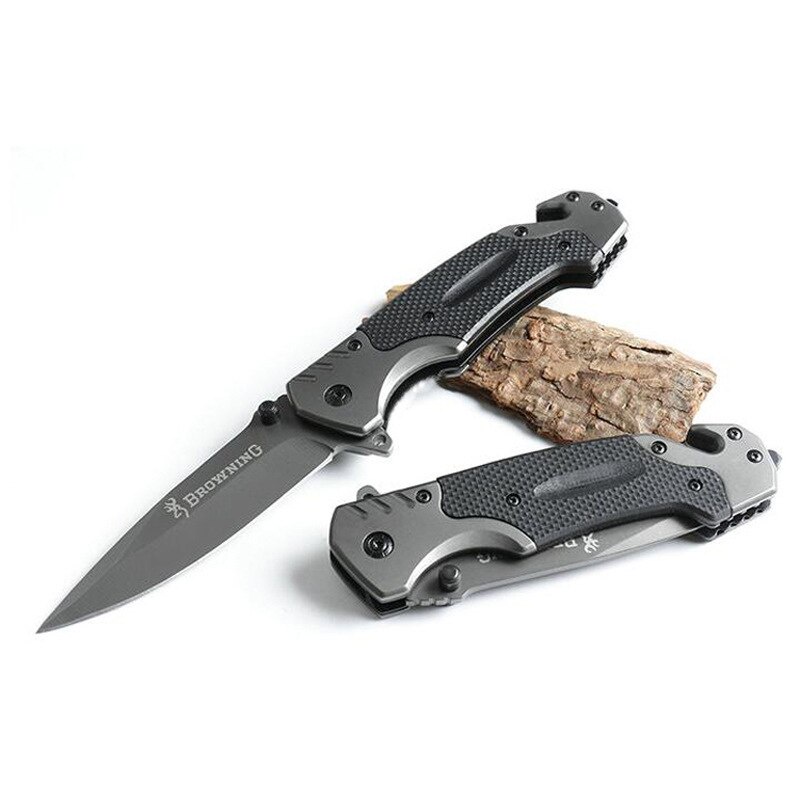 YGRETTE - BROWNING Pisau Lipat Outdoor Portable Knife Survival Tool - 440C