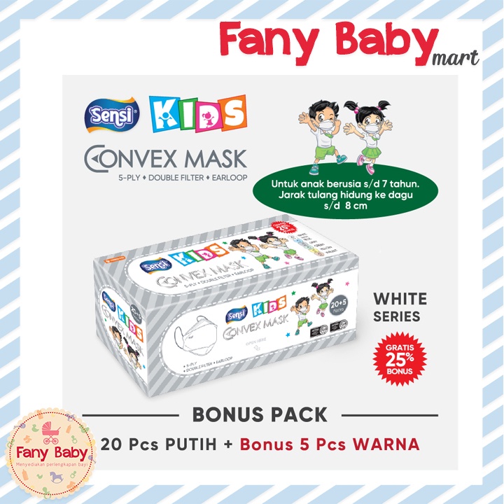 SENSI CONVEX MASK KIDS 5-PLY EARLOOP ISI 25 PCS