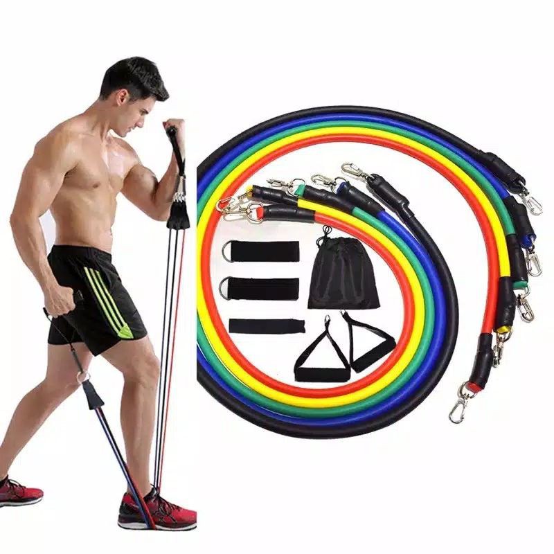 pull rope resistance band elastic 11 per set yoga workout gym