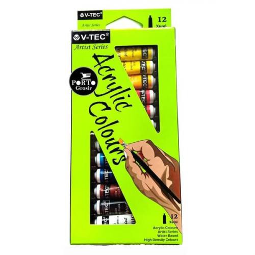 

V-TEC ACRYLIC COLOURS SET 12 / V-TEC CAT AKRILIK 12 WARNA