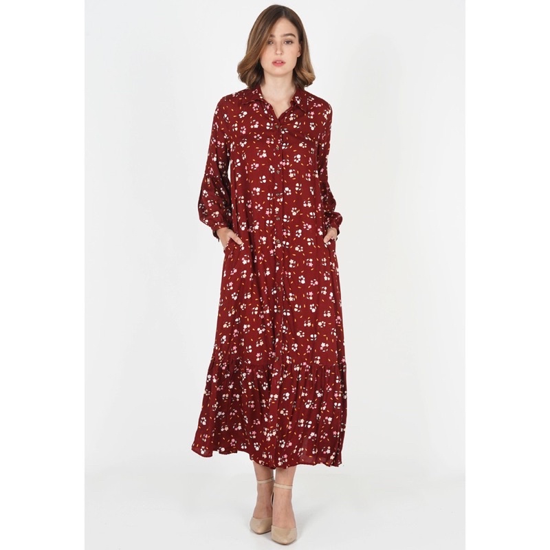 Gamis Rayon Dress Le’ Rosetz bunga Maroon size S