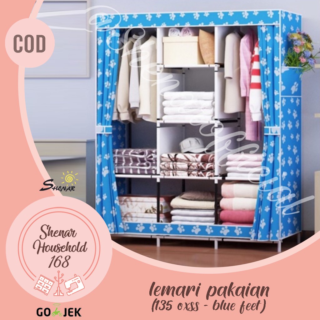 SHENAR , LEMARI JUMBO 3 SISI 3D MOTIF RAK BAJU SERBAGUNA DAN MULTIFUNGSI UNIK LACI PARABOT BAYI ANAK DEWASA TEMPAT PENYIMPAN SANDAL SEPATU - 135 OXX