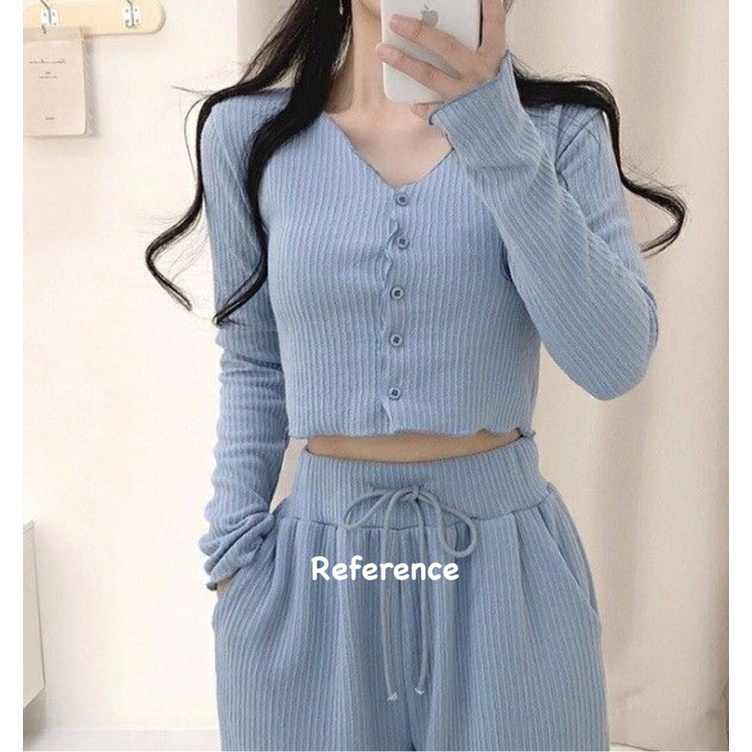 Tq88indonesia Fashion Baju Atasan Wanita Lengan Panjang  / FALENA KOREAN Crop / Busana Casual / Santai Cewek / Ootd / Outfit