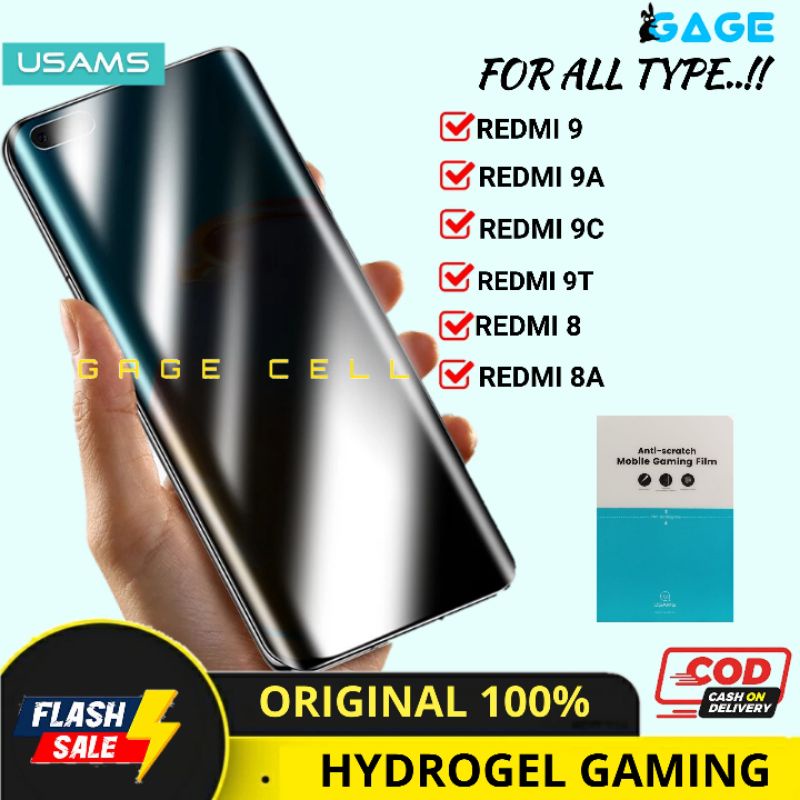 Usams Hydrogel Anti Gores Gaming Xiaomi Redmi 8 8A 9 9A 9C 9T Full Layar Glare Matte Original