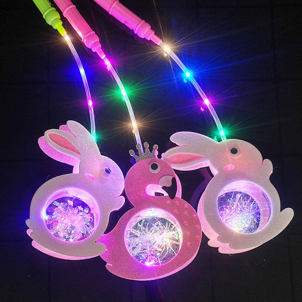 【 ELEGANT 】 Lentera Flash LED Hewan Kartun Tiga Mode Flash Anak Laki-Laki Perempuan Dekorasi Pesta Ulang Tahun Perlengkapan Festival Anak