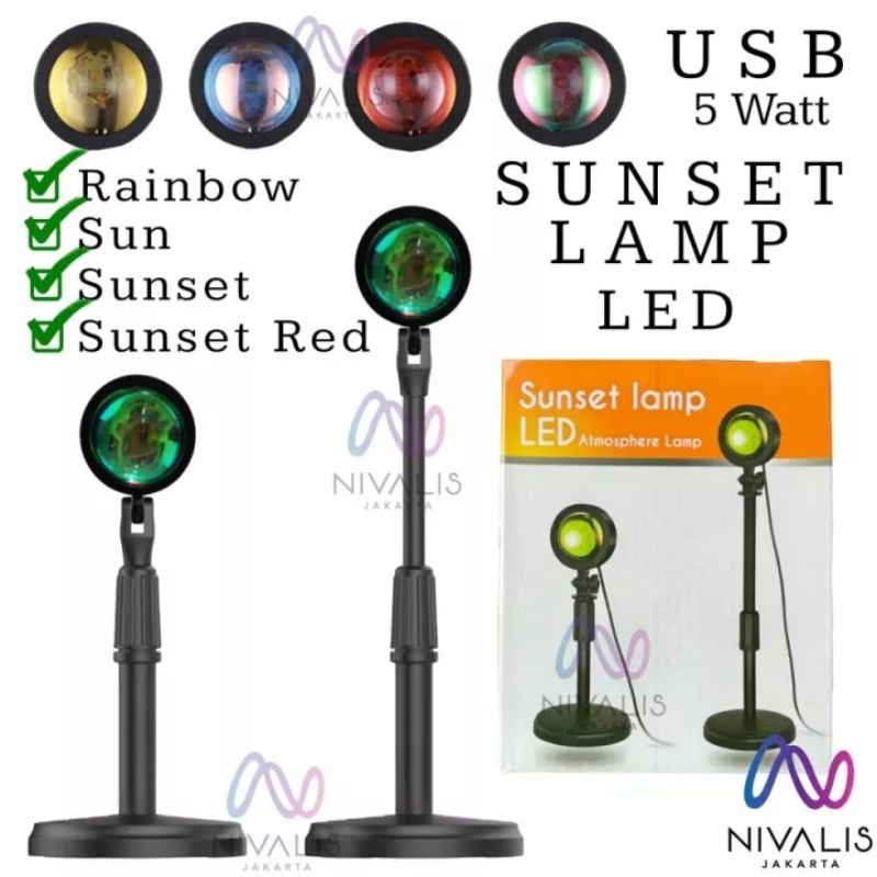 Lampu Sunset LED Lampu Tidur Proyektor Fill Night Lamp Plus Tripod LAMPU HIASAN